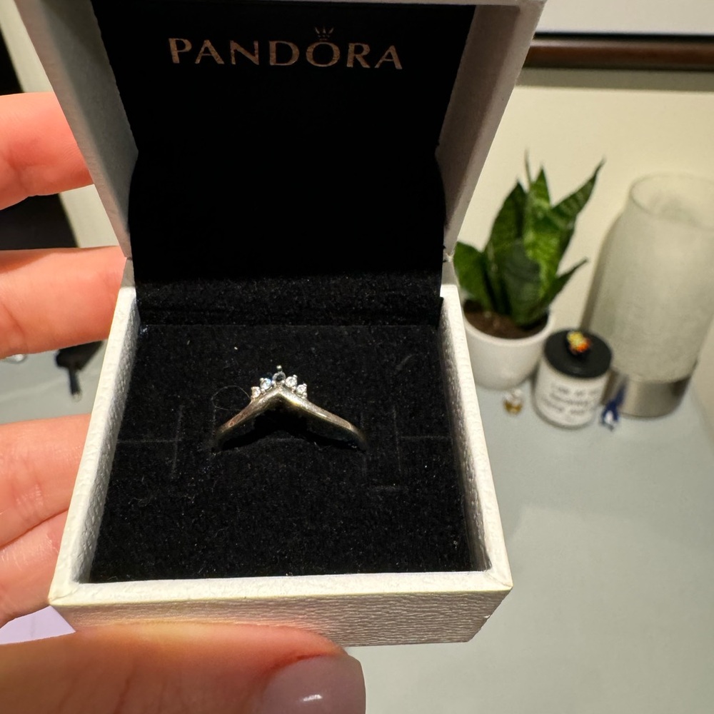 Pandora Silver Ring with Sparkling Accents - Picture 2 of 4